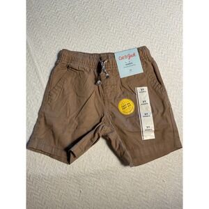 Cat Jack Toddler Boys Brown Pull‎ On Flexible Drawstring Shorts Size 2T New
